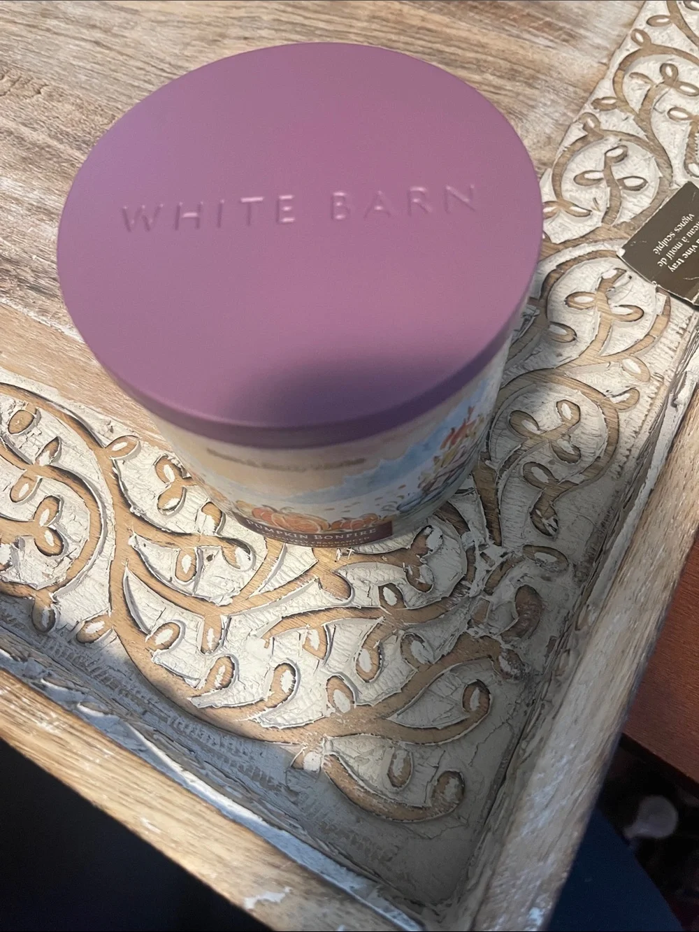 Bath & Body Works Pumpkin Bonfire Candle - Lavender Lid